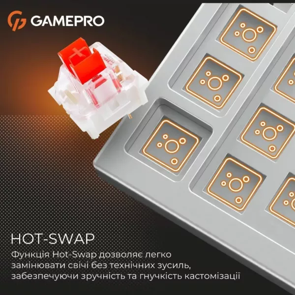 Клавіатура GamePro Genesis Metallic 100% Red switches (Gray) (UA)