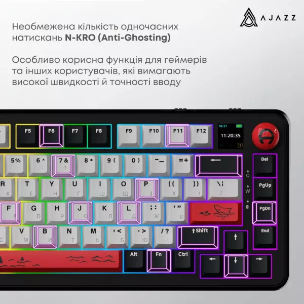 Клавіатура ігрова Ajazz AK820 MAX Avocado Switch (Black) (AK820MAX-AS-BG) (UA)