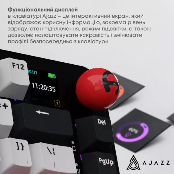 Клавіатура ігрова Ajazz AK820 MAX Avocado Switch (Black) (AK820MAX-AS-BG) (UA)