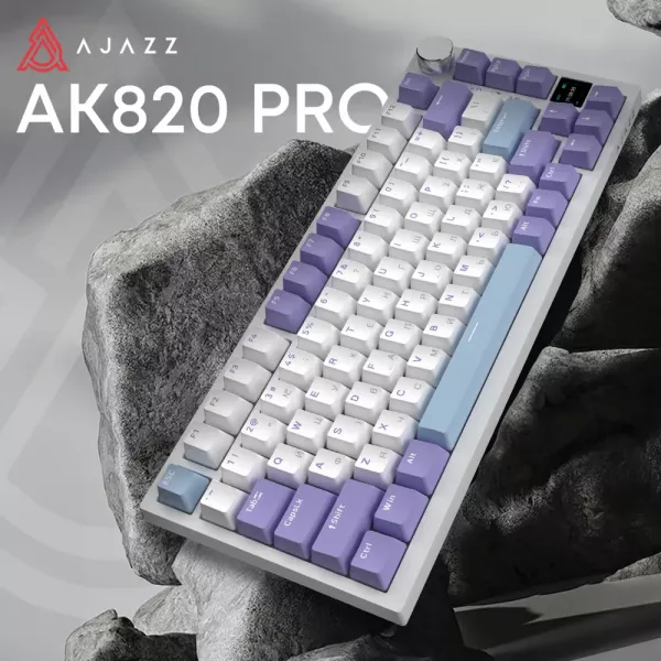 Клавіатура ігрова Ajazz AK820 PRO Gift Switch (White/Purple) (AK820PRO-G-PWB) (UA)