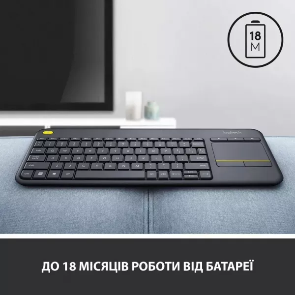 Клавіатура бездротова Logitech K400 Plus (Black) (UA)