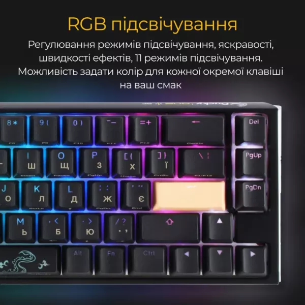 Клавіатура ігрова Ducky One 3 SF Cherry MX Red RGB (Black) (UA)
