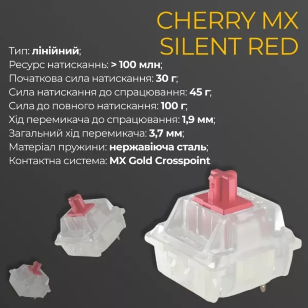 Клавіатура ігрова Ducky One 3 Cherry MX Silent red (Matcha Cream) (UA)