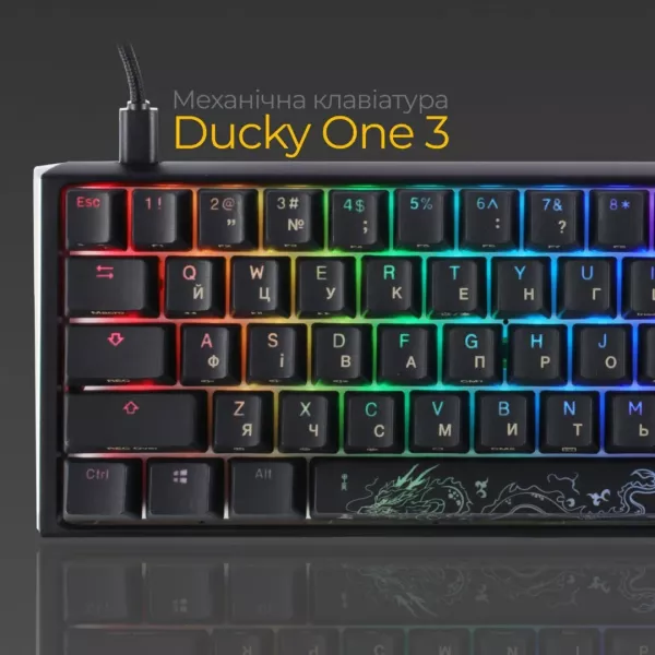 Клавіатура ігрова Ducky One 3 Mini Cherry MX Brown RGB (Black) (UA)