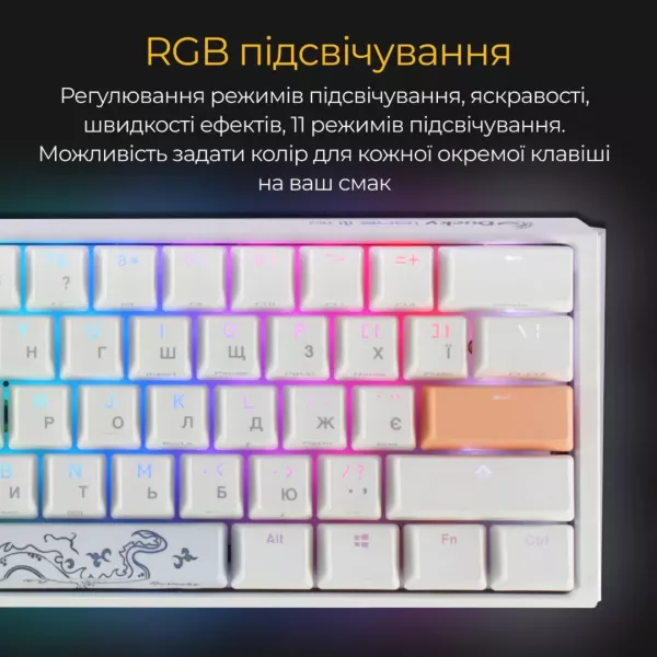 Клавіатура ігрова Ducky One 3 Mini Cherry MX Brown RGB (White) (UA)