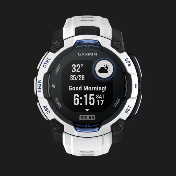 Garmin Instinct 3 45mm Solar Whitestone with Whitestone/Bolt Blue Band