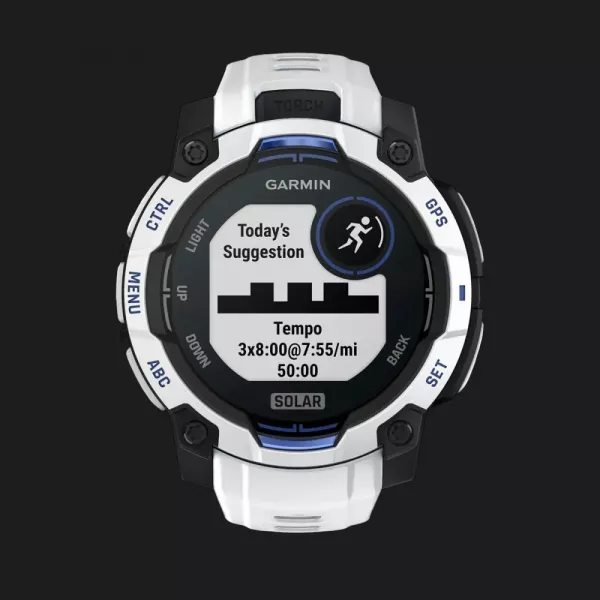 Garmin Instinct 3 45mm Solar Whitestone with Whitestone/Bolt Blue Band